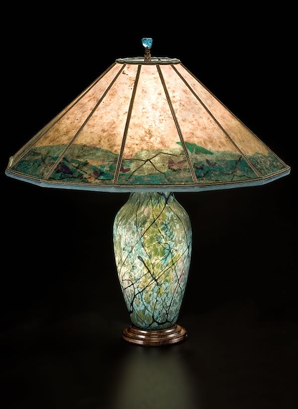 Lindsay Art Glass Table Lamp & Butterfly Mica Lamp Shade