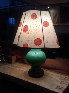 Custom hand painted lamp shade on customer's lamp base