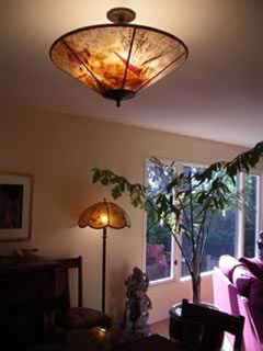 Mica custom ceiling shade and custom floor lamp shade