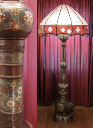 Sue Johnson Mica Lamp Shade, Vintage Cloisonne Table Lamp
