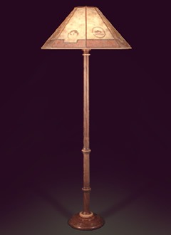 F116 Hand Crafted Wooden Floor Lamp, Southwestern Lamp Shade