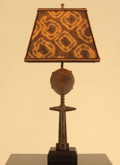 African decor: table lamp: fertility doll Mud Cloth lamp shade