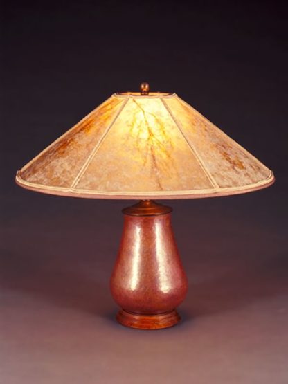 t81 Mexican Copper Table Lamp, Round Mica Lampshade