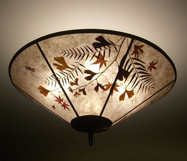 Natural Mica Dragonfly Leaf Lamp Shade Ceiling Light Fixture