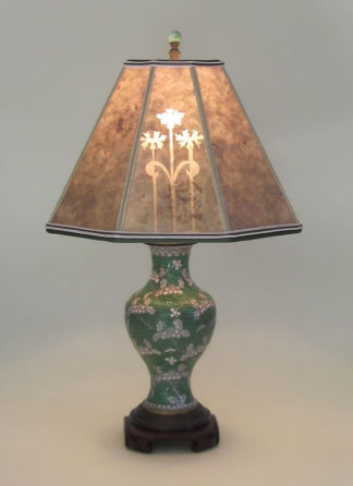 Enamel Champlevé Cloisonné Lamps, Vintage Japanese Table Lamps