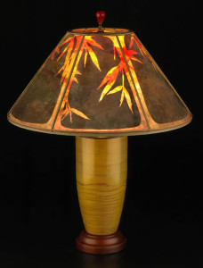 t152b- Gold Bamboo sunset lampshade