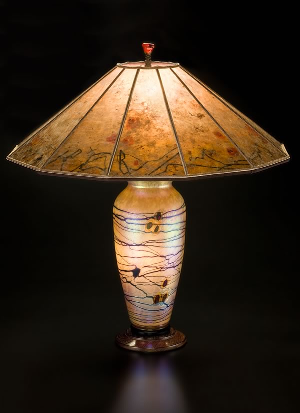 Art Glass Table Lamp And Mica, Glass Lamp Shades For Desk Lamps