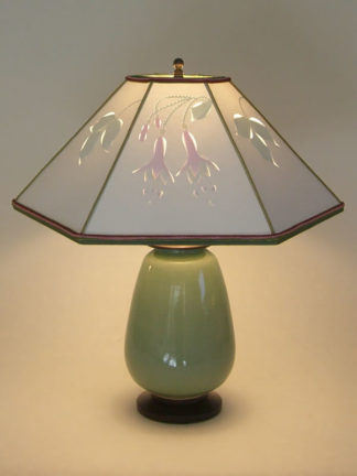 Celadon Green Lamp Hexagonal Hand Cut, Fuchsia Lamp Shades