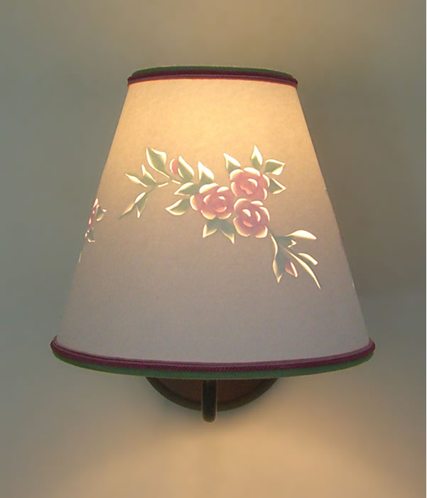 Cut Paper Lamp Shade With Roses Brass, Wall Sconce Lamp Shade