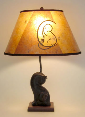 t292 Cat & Mouse Lamp with Oval Mica Shade