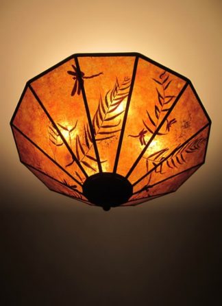 c309 Amber Mica Ceiling Light - “Arts and Crafts Meadow”