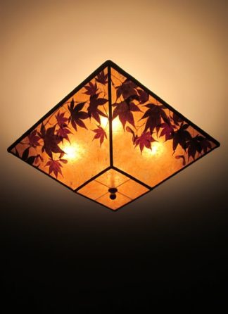 c312 Square Amber Mica Ceiling Light Fixture “Maple Medley”