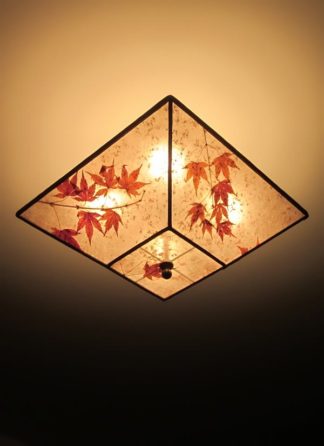 c314 Square Silver Mica Ceiling Fixture “Branching Maples”