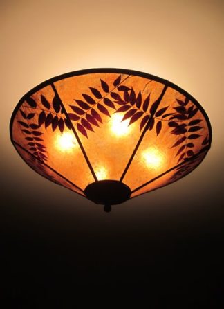 c316 Round Amber Mica Ceiling Light Fixture “Pistachios Forever”