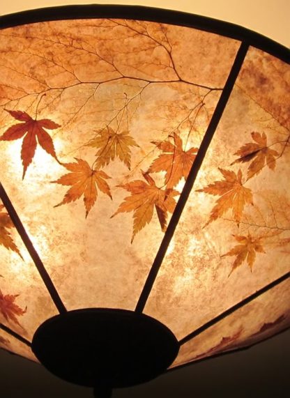 “Maple Morning”, round light mica with golden maples and dried maidenhair fern - Image 2
