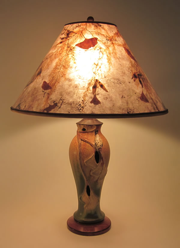 Autumn Visitor table lamp, Mica lamp shade with ginkgos ...