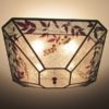 C326 Cut-corner square silver mica ceiling light with aqua color band and natural foliage