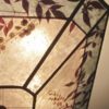 C326 Cut-corner square silver mica ceiling light with aqua color band and natural foliage