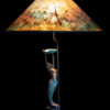 T357 Verdigris Mermaid Lamp with Mica Lampshade