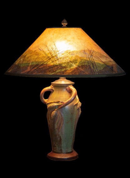Pine Table Lamp and Mica Lampshade