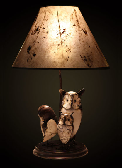 T368 Recycled Metal Owl Table Lamp