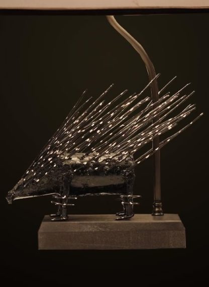 T372 Artfully Recycled Metal Porcupine table lamp base detail