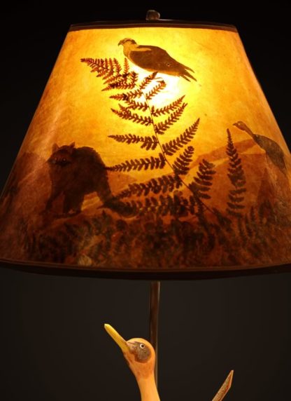 T375 Carved Roadrunner lamp - Mica lamp shade