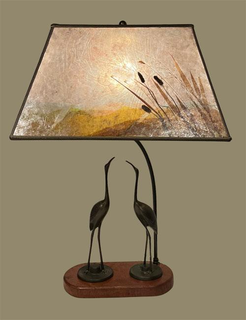 Sue Johnson SALE Lamp 18F brass "Two Cranes"