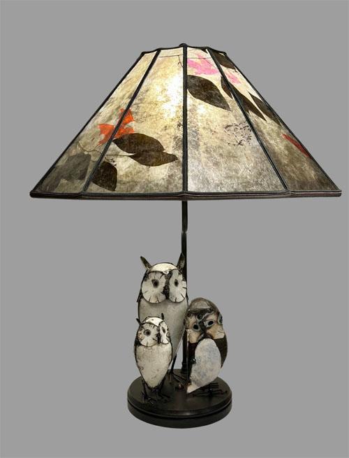 Sue Johnson SALE Lamp 18I "Owl Family" from Zimbabwe