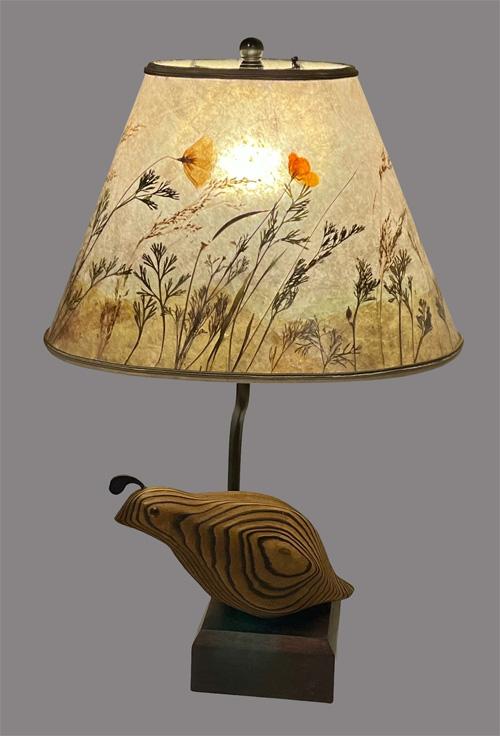 Sue Johnson SALE Lamp 19 G - wood quail lamp