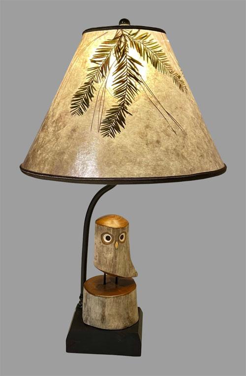 Sue Johnson SALE Lamp 20 D - wood "Owl-on-a-Stump"