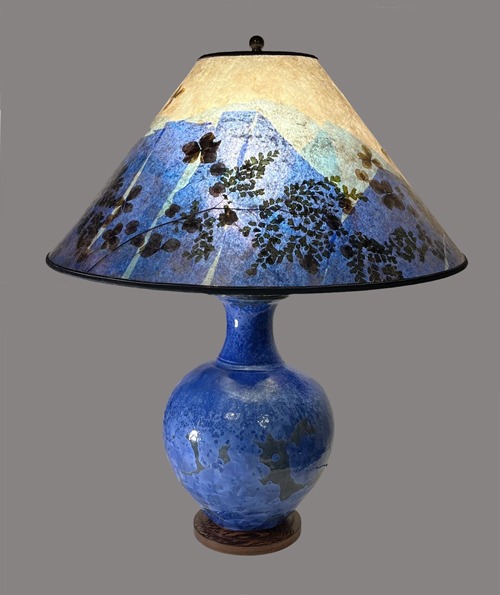 Sue Johnson SALE Lamp 28 I, Hand-thrown "Crystal Glaze" lamp by Jim Fox