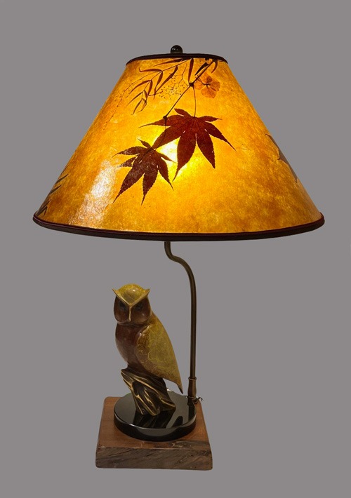 Sue Johnson SALE Lamp 29 C - Oxidized and patinated brass "Alert Owl"