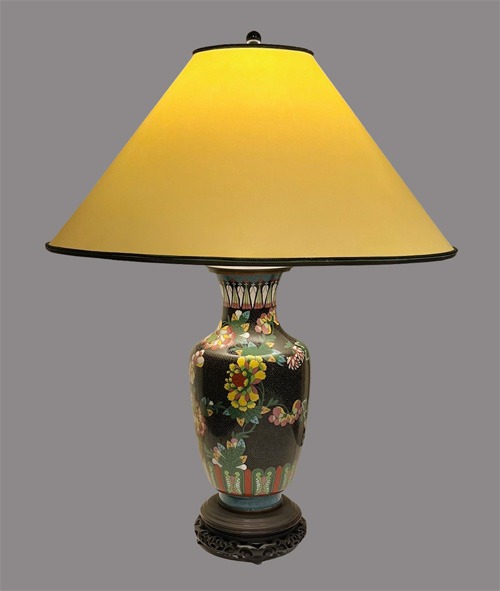 Sue Johnson SALE Lamp 29 D - Large and colorful cloisonné lamp "Flowers Everywhere"