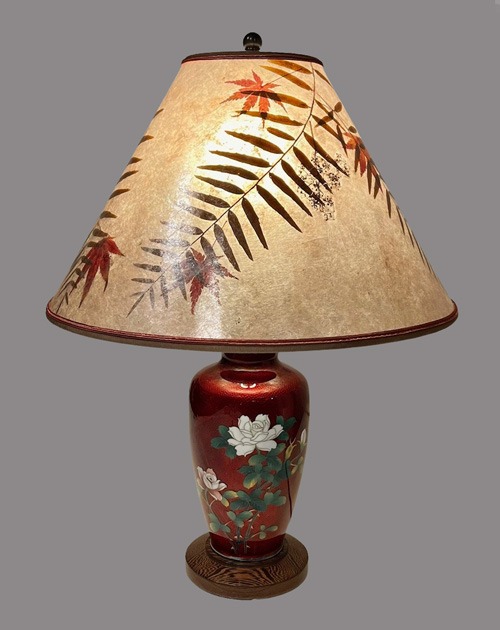 Sue Johnson SALE Lamp 29 J - "foil-backed" antique cloisonné lamp